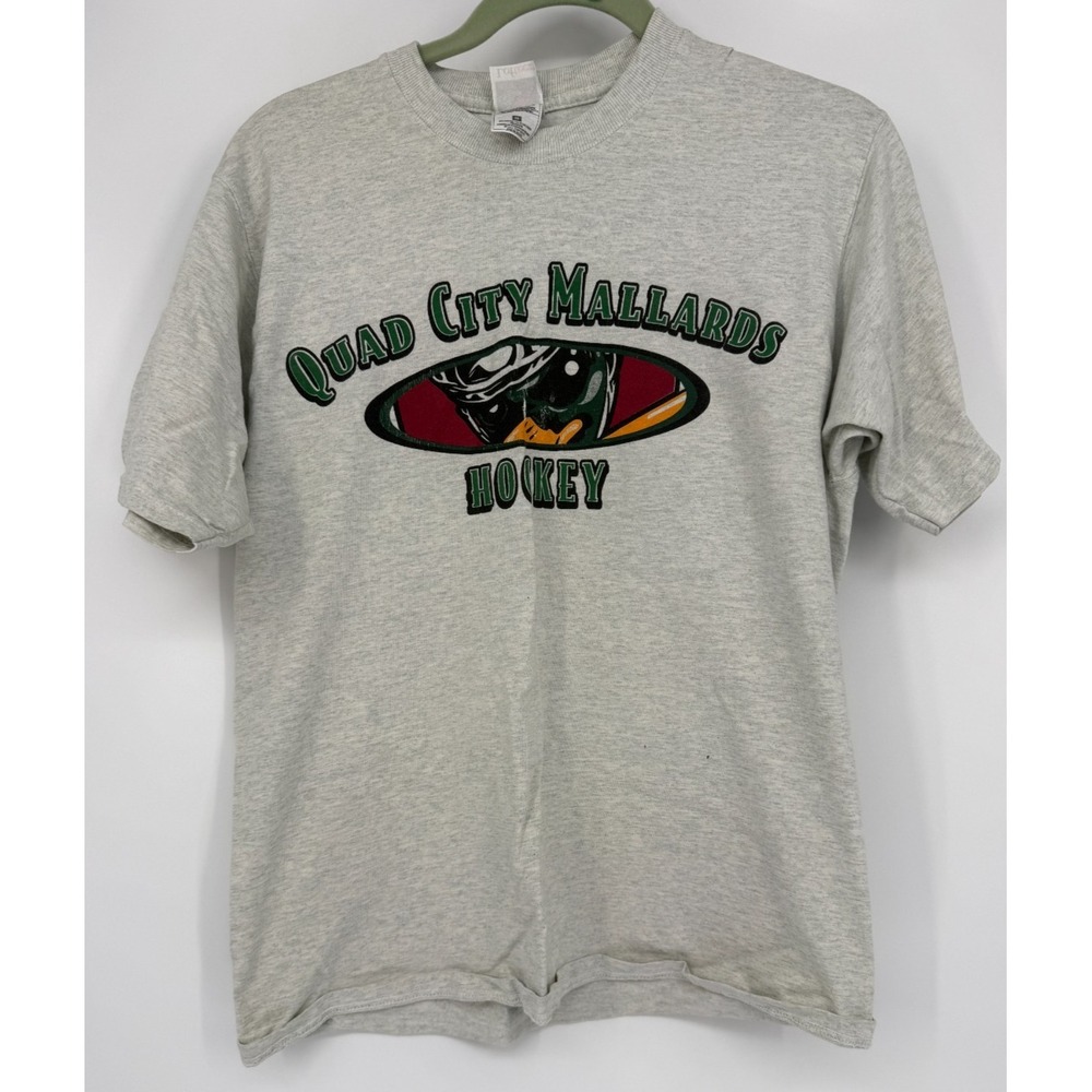 Quad City Mallards Hockey Graphic Tee Y2K Sports Gray Vintage Style Shirt